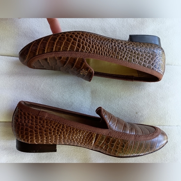 Ralph Lauren Brown Crocodile printed Leather Loafers_7.5 - Picture 5 of 8